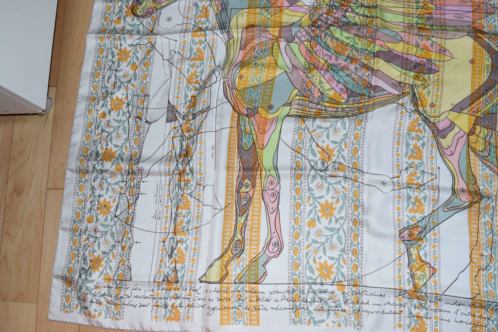 Hermes Shawl Le Pegase d'Hermes by Christian Renonciat 140 cm GM Silk 56” scarf