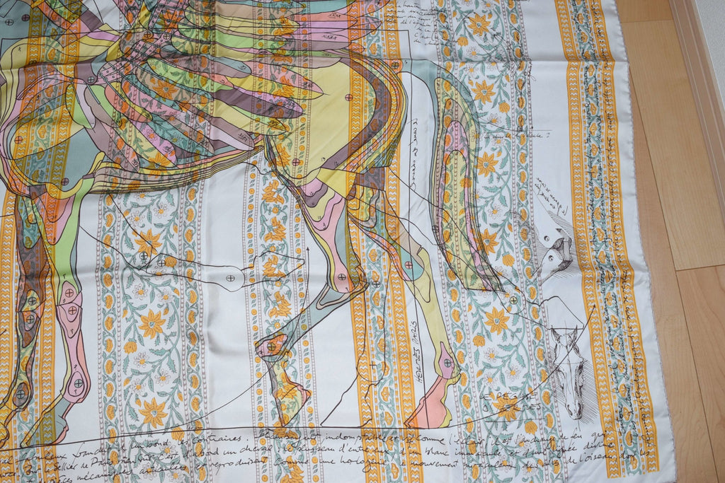 Hermes Shawl Le Pegase d'Hermes by Christian Renonciat 140 cm GM Silk 56” scarf