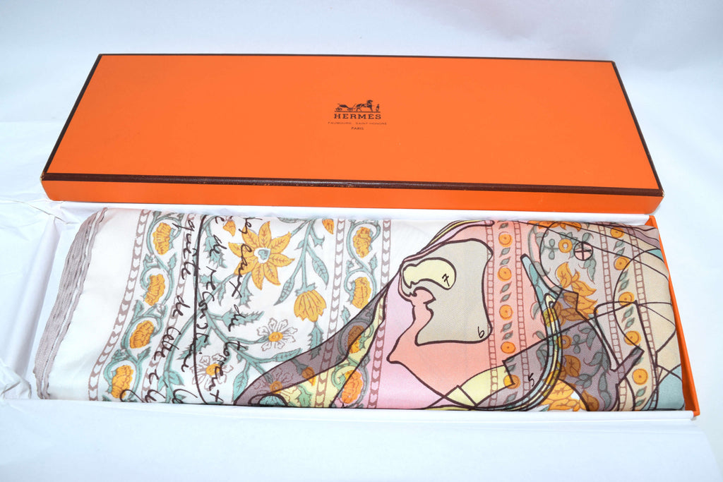 Hermes Shawl Le Pegase d'Hermes by Christian Renonciat 140 cm GM Silk 56” scarf