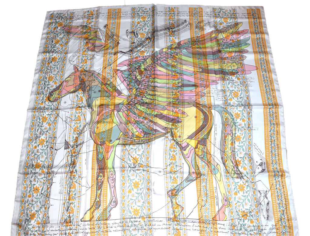 Hermes Shawl Le Pegase d'Hermes by Christian Renonciat 140 cm GM Silk 56” scarf