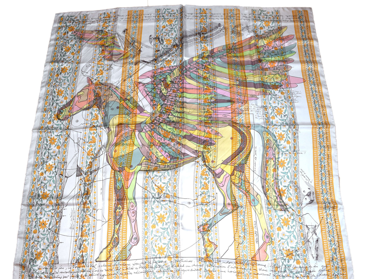 Hermes Shawl Le Pegase d'Hermes by Christian Renonciat 140 cm GM Silk 56” scarf