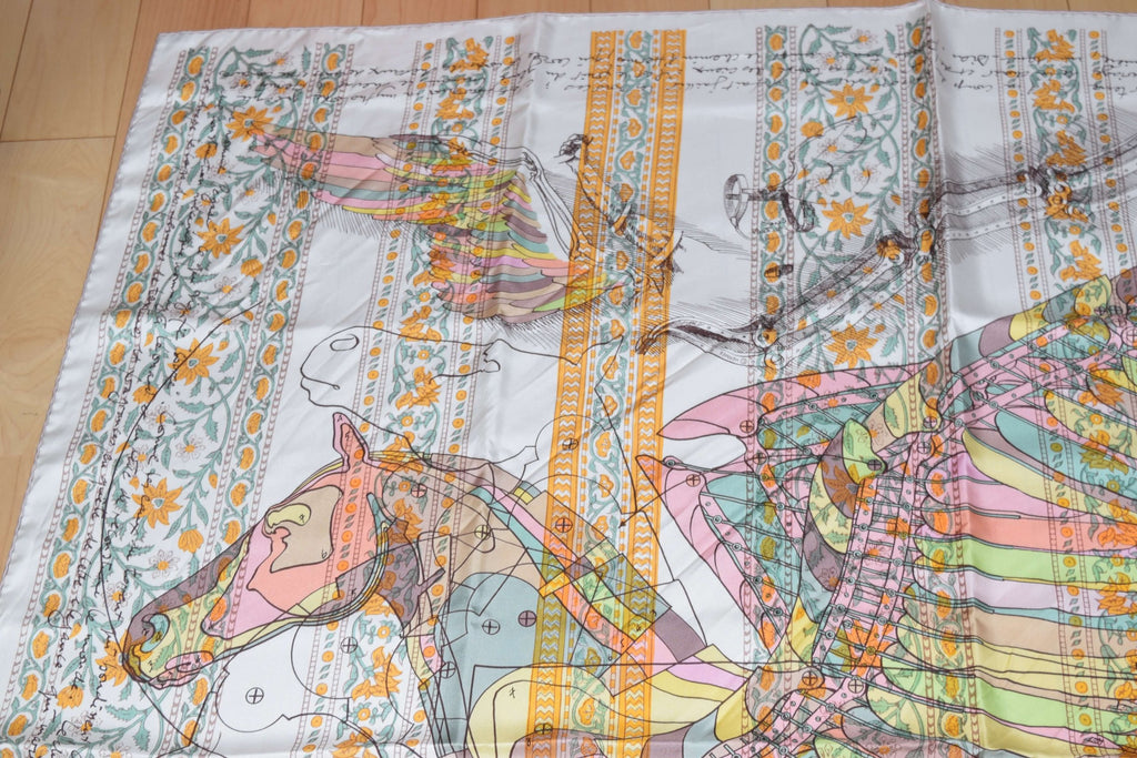 Hermes Shawl Le Pegase d'Hermes by Christian Renonciat 140 cm GM Silk 56” scarf