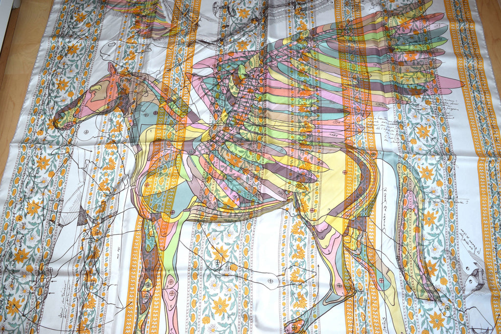 Hermes Shawl Le Pegase d'Hermes by Christian Renonciat 140 cm GM Silk 56” scarf