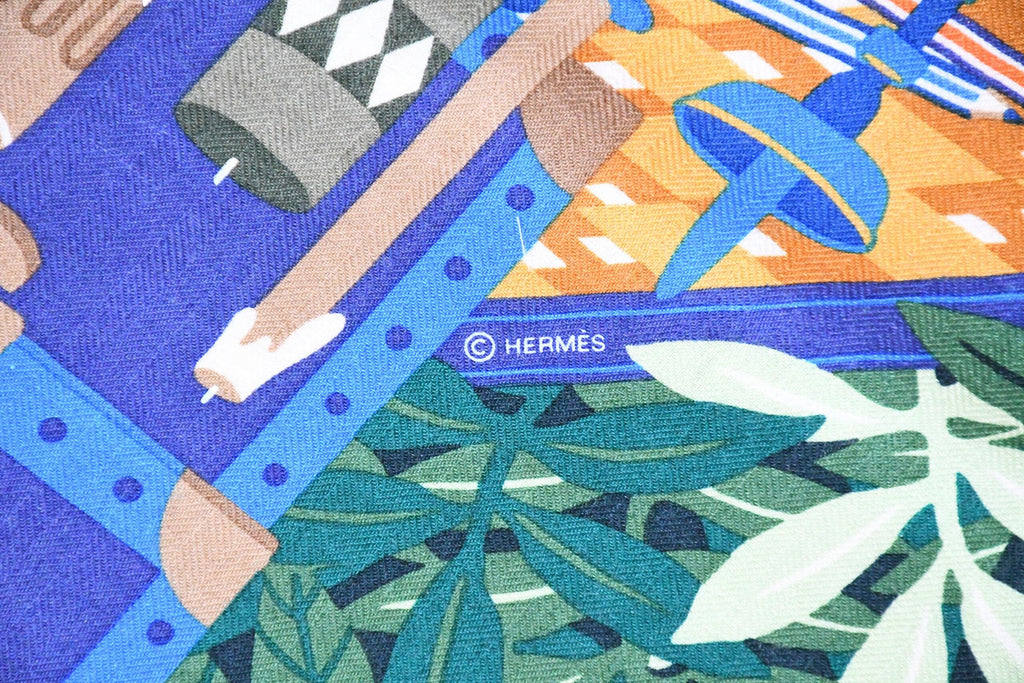 Hermes Shawl Les 12 Leopards 140 cm Cashmere silk scarf stole book forest 56"