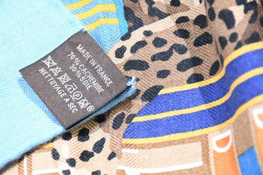 Hermes Shawl Les 12 Leopards 140 cm Cashmere silk scarf stole book forest 56"