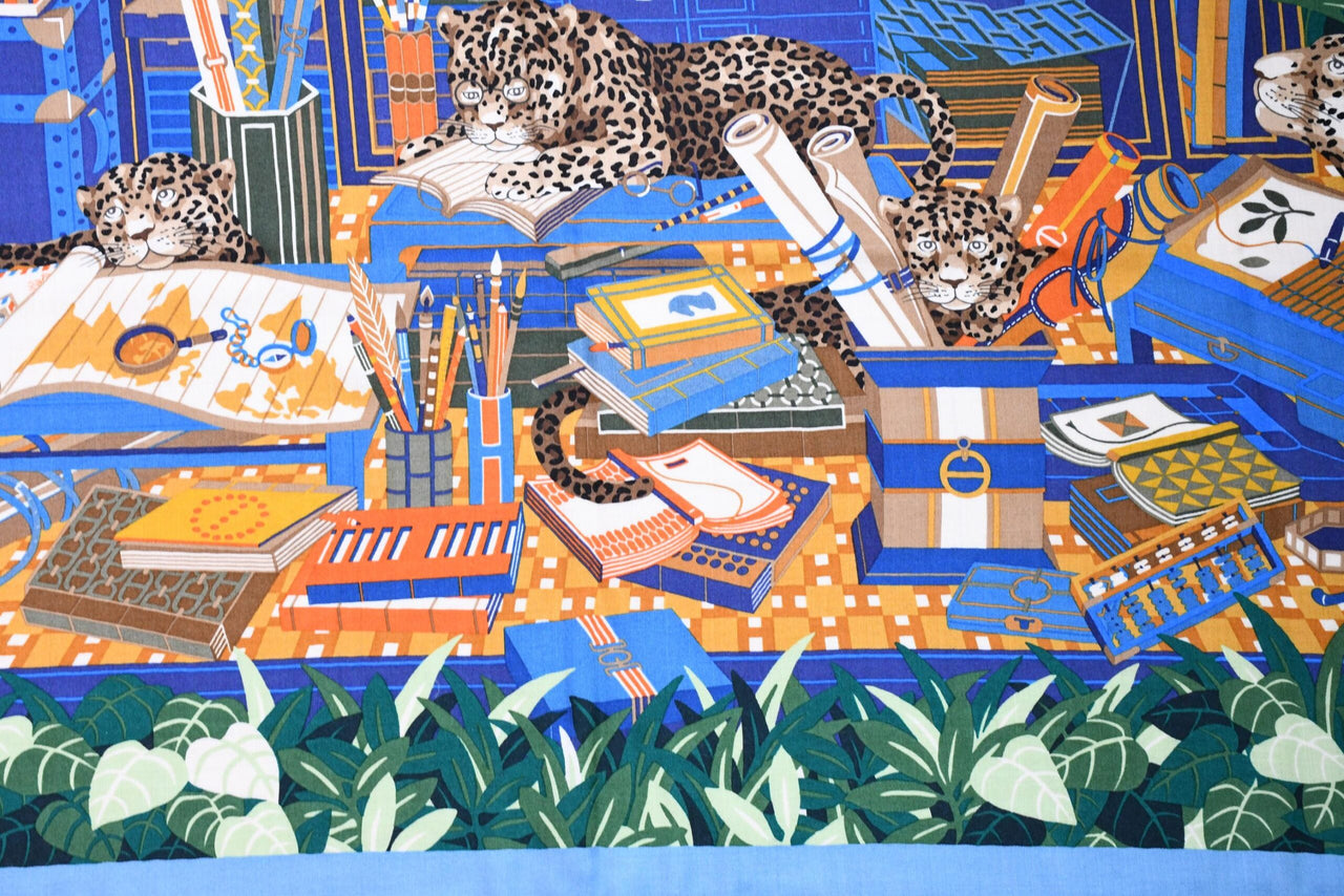 Hermes Shawl Les 12 Leopards 140 cm Cashmere silk scarf stole book forest 56"