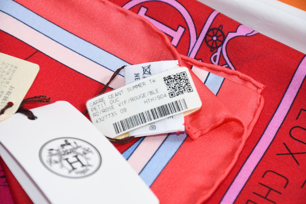 Hermes Shawl Petit Duc 140 cm silk stole pink red scarf horse carriage 56"