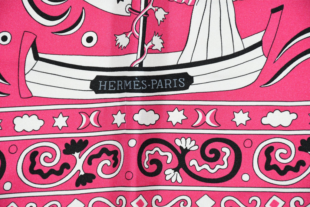 Hermes Shawl Peuple du Vent 140 cm silk stole pink wind scarf 56"