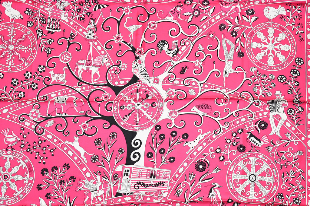 Hermes Shawl Peuple du Vent 140 cm silk stole pink wind scarf 56"