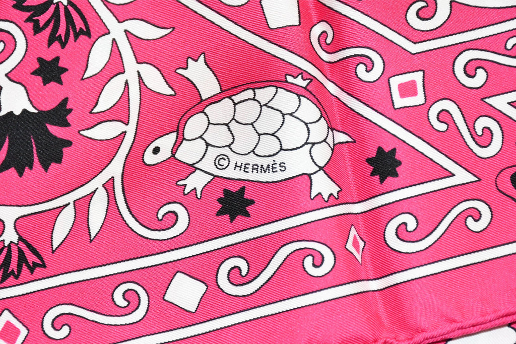 Hermes Shawl Peuple du Vent 140 cm silk stole pink wind scarf 56"