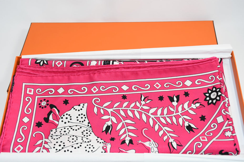 Hermes Shawl Peuple du Vent 140 cm silk stole pink wind scarf 56"