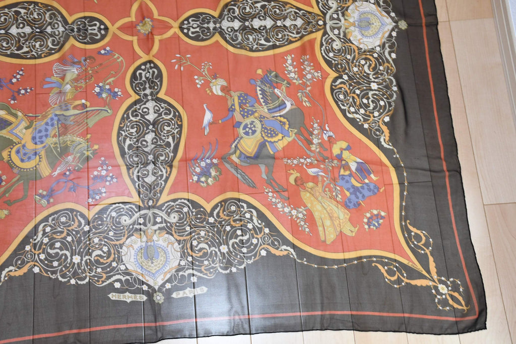 Hermes Shawl Poesie Persane 140 cm Chiffon Silk mousseline Persia 56" Scarf
