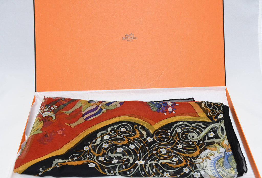Hermes Shawl Poesie Persane 140 cm Chiffon Silk mousseline Persia 56" Scarf