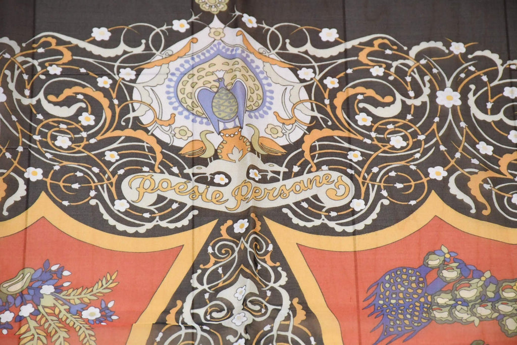 Hermes Shawl Poesie Persane 140 cm Chiffon Silk mousseline Persia 56" Scarf