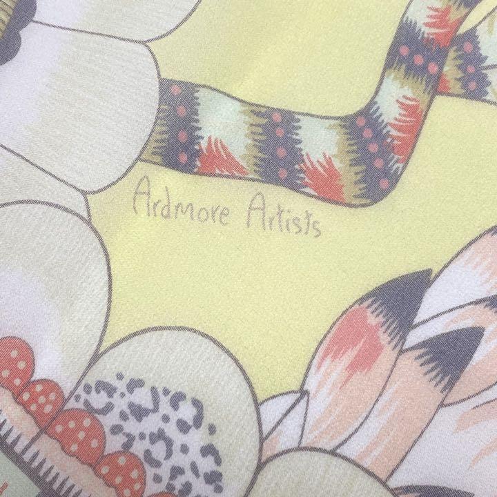 Hermes Shawl The Savana Dance 180 x 65 cm Chiffon silk mousseline yellow green stole