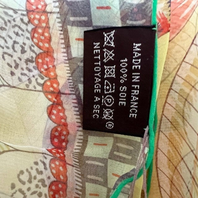 Hermes Shawl The Savana Dance 180 x 65 cm Chiffon silk mousseline yellow green stole
