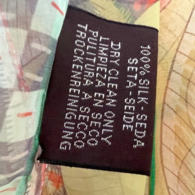 Hermes Shawl The Savana Dance 180 x 65 cm Chiffon silk mousseline yellow green stole