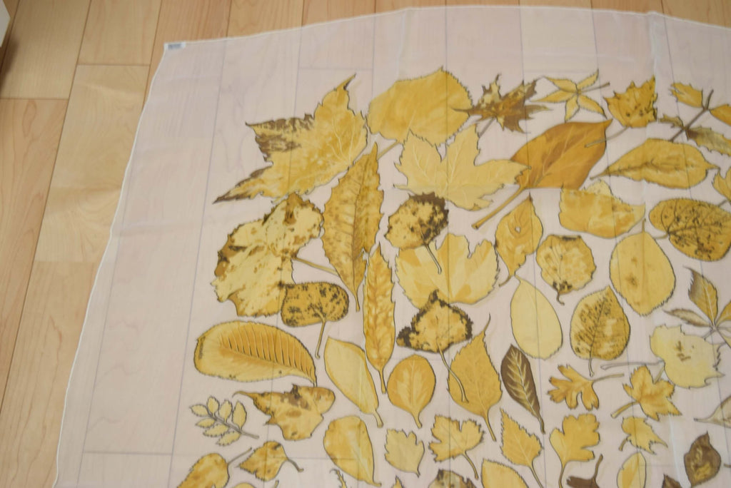 Hermes Shawl Tourbillon 140 cm Chiffon Silk mousseline leaf 56" Scarf Stole