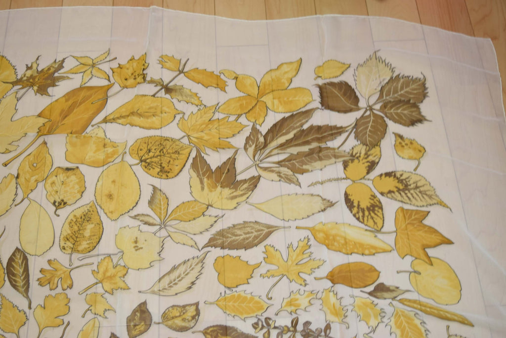 Hermes Shawl Tourbillon 140 cm Chiffon Silk mousseline leaf 56" Scarf Stole