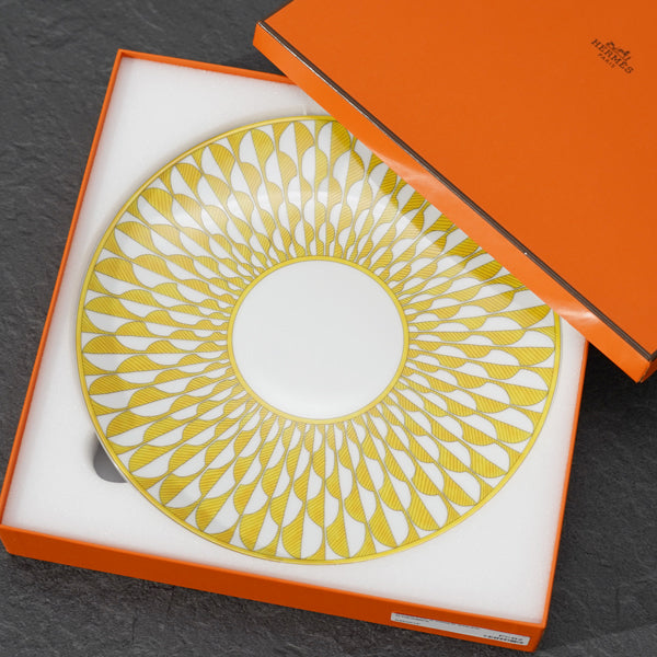 Hermes Soleil d'Hermes Set of 2 Dinner Plate 27 cm porcelain yellow tableware 10.8"