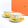 Hermes Soleil d'Hermes Mornig Cup and Saucer 2 set yellow porcelain tea coffee