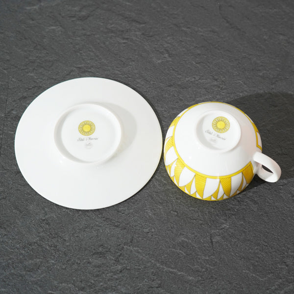 Hermes Soleil d'Hermes Mornig Cup and Saucer 2 set yellow porcelain tea coffee