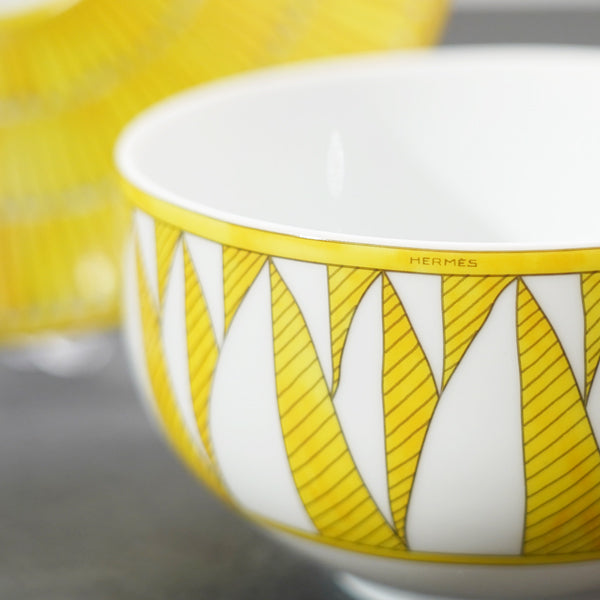 Hermes Soleil d'Hermes Mornig Cup and Saucer 2 set yellow porcelain tea coffee