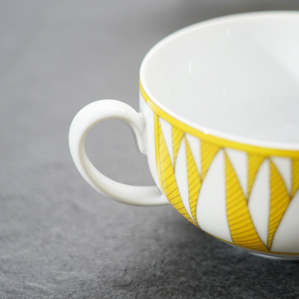 Hermes Soleil d'Hermes Mornig Cup and Saucer 2 set yellow porcelain tea coffee