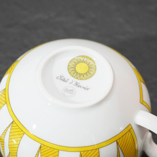 Hermes Soleil d'Hermes Mornig Cup and Saucer 2 set yellow porcelain tea coffee