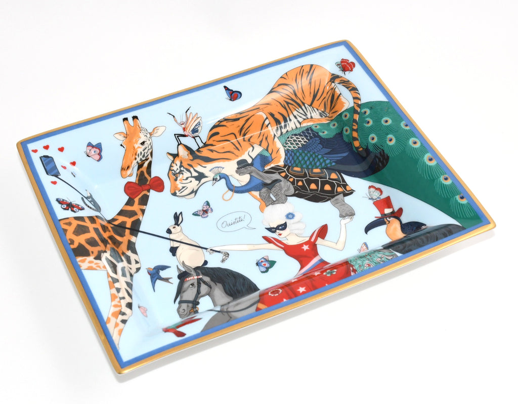 Hermes Story by Jonathan Burton Change tray circus animal porcelain Ashtray plate No box