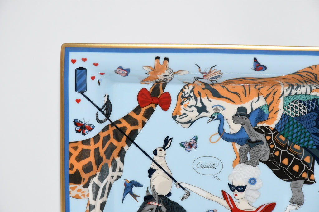 Hermes Story by Jonathan Burton Change tray circus animal porcelain Ashtray plate No box