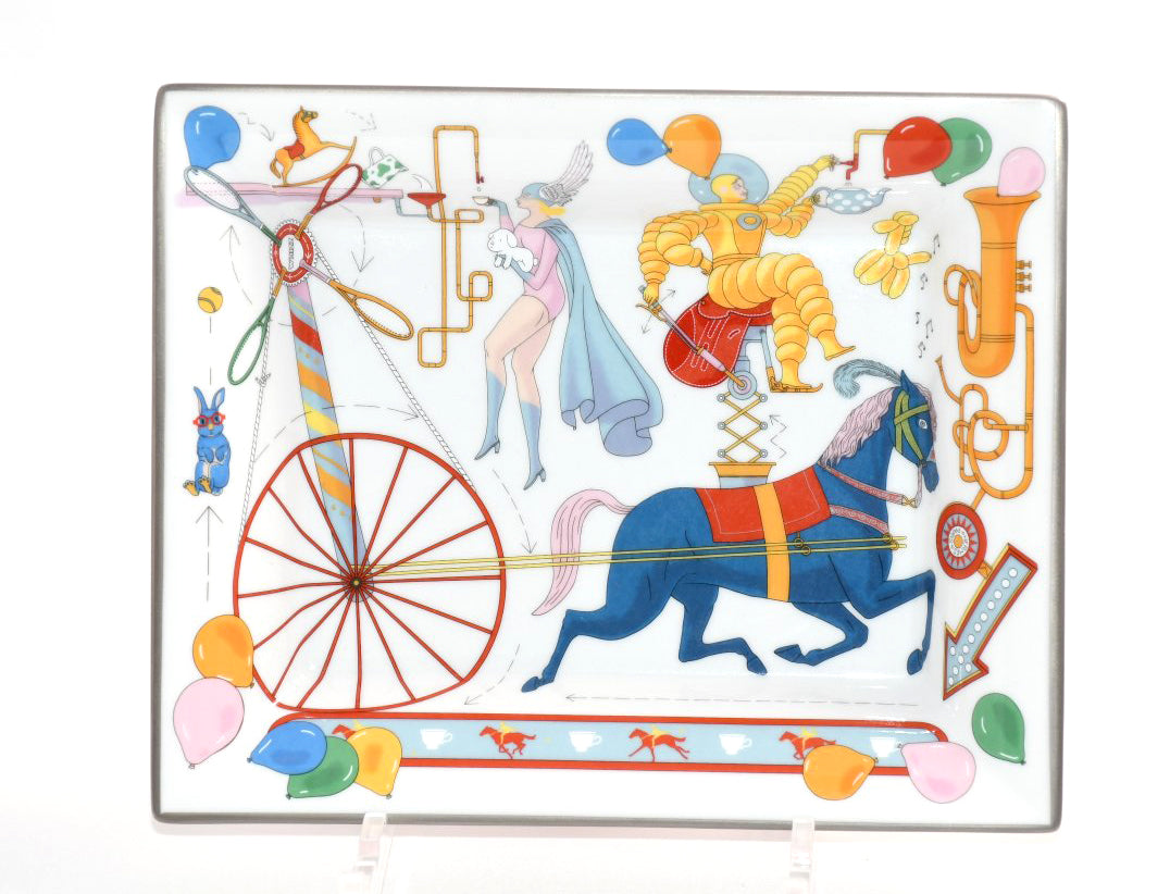 Hermes Tea For Two Change tray porcelain Ashtray horse circus plate No box
