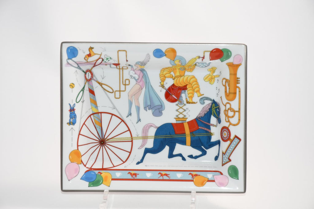 Hermes Tea For Two Change tray porcelain Ashtray horse circus plate No box