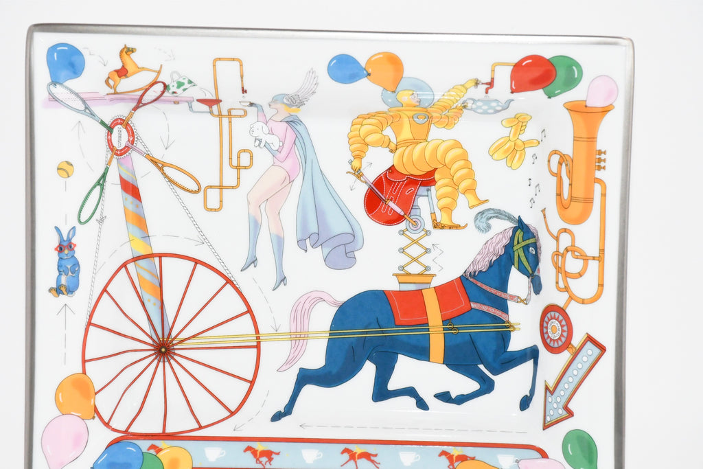 Hermes Tea For Two Change tray porcelain Ashtray horse circus plate tableware Y05
