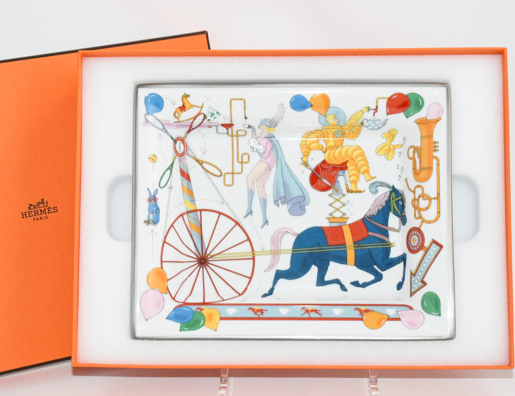 Hermes Tea For Two Change tray porcelain Ashtray horse circus plate tableware Y05