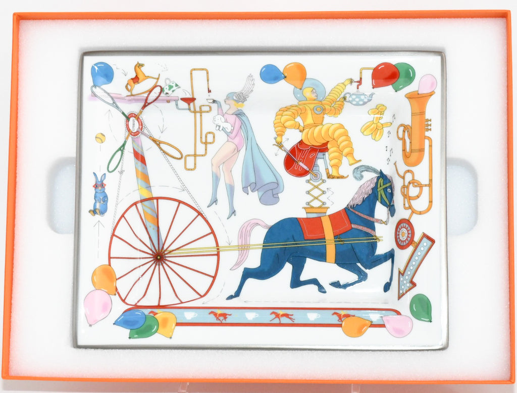Hermes Tea For Two Change tray porcelain Ashtray horse circus plate tableware Y05