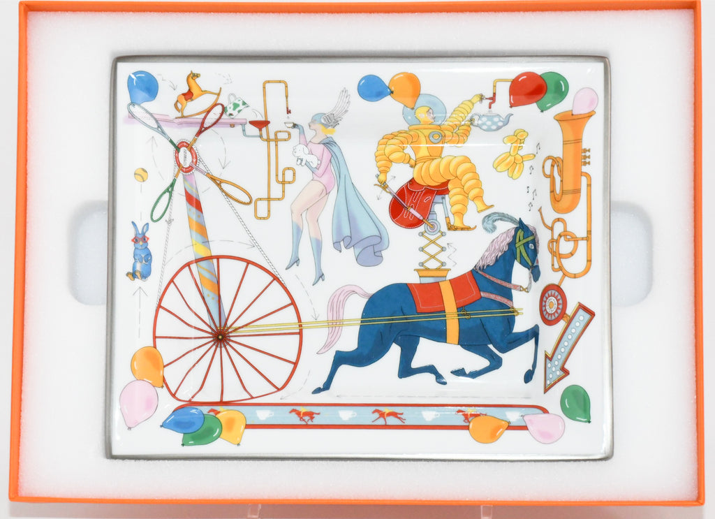 Hermes Tea For Two Change tray porcelain Ashtray horse circus plate tableware Y05