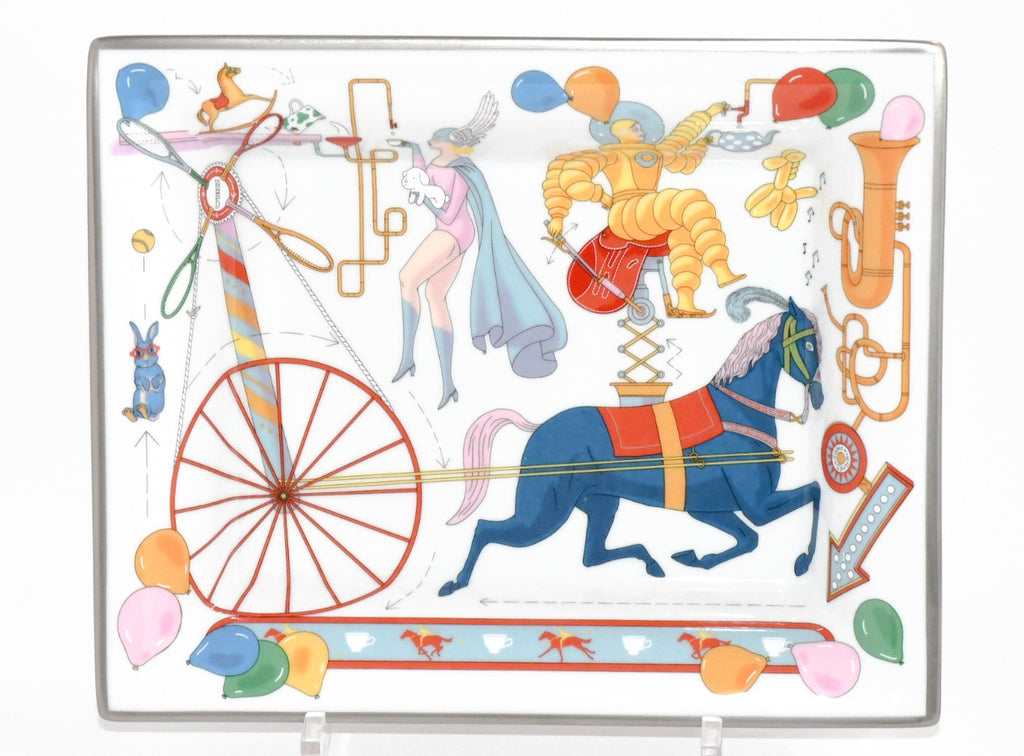 Hermes Tea For Two Change tray porcelain Ashtray horse circus plate tableware Y05
