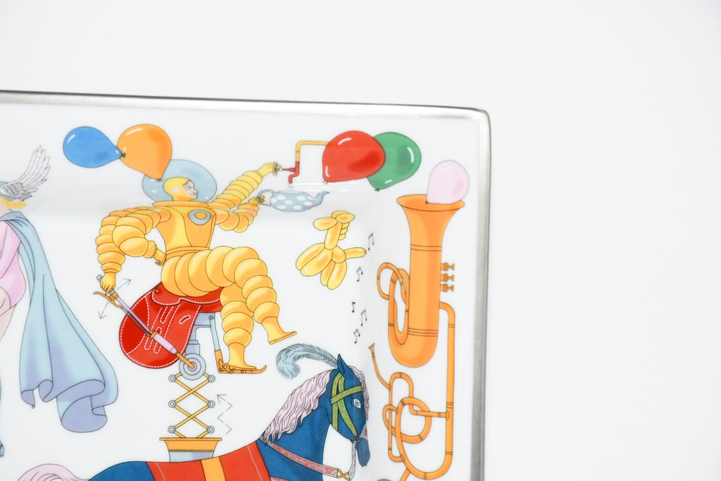 Hermes Tea For Two Change tray porcelain Ashtray horse circus plate tableware Y05
