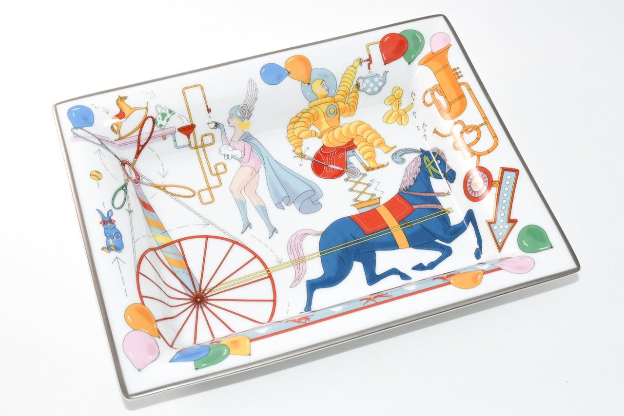 Hermes Tea For Two Change tray porcelain Ashtray horse circus plate tableware