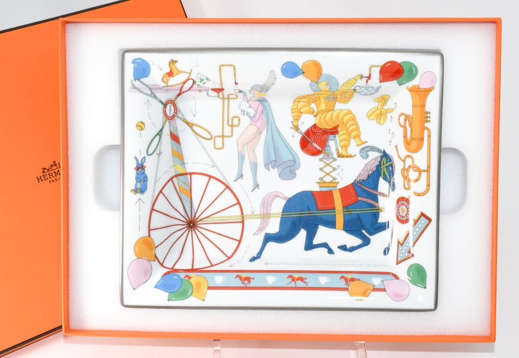 Hermes Tea For Two Change tray porcelain Ashtray horse circus plate tableware