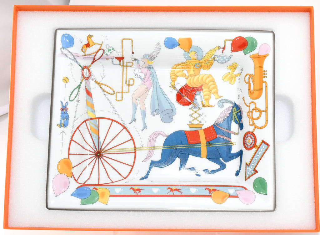 Hermes Tea For Two Change tray porcelain Ashtray horse circus plate tableware