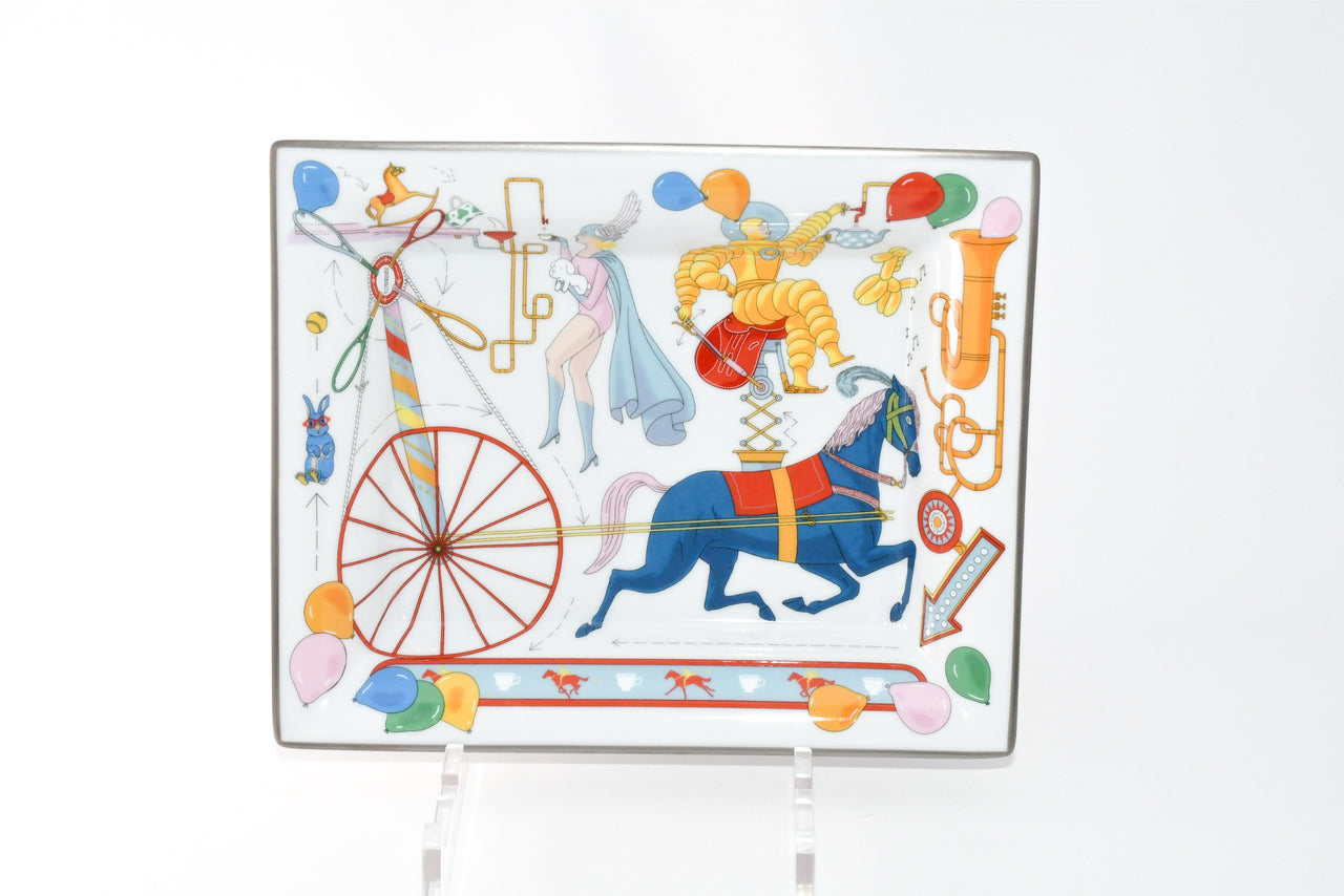 Hermes Tea For Two Change tray porcelain Ashtray horse circus plate tableware