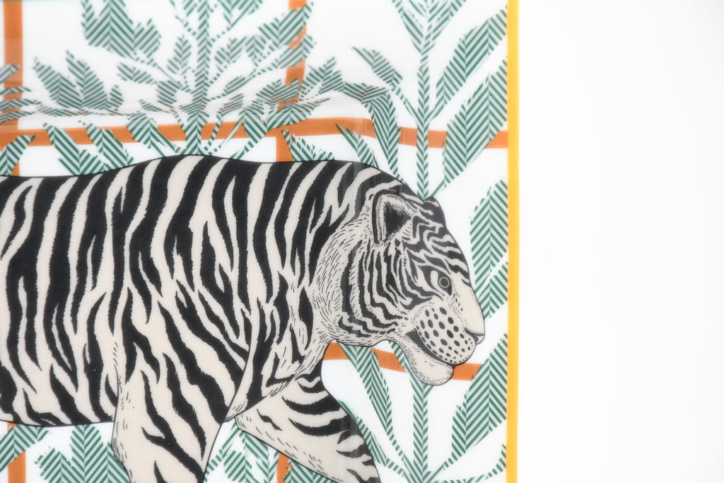 Hermes Tigre Altai 2H Change tray green porcelain Ashtray plate tiger animal