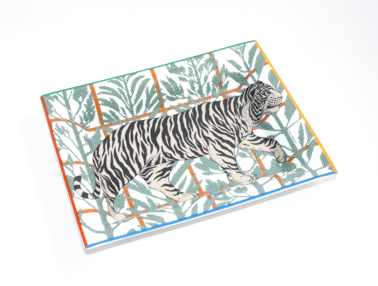 Hermes Tigre Altai 2H Change tray green porcelain Ashtray plate tiger animal