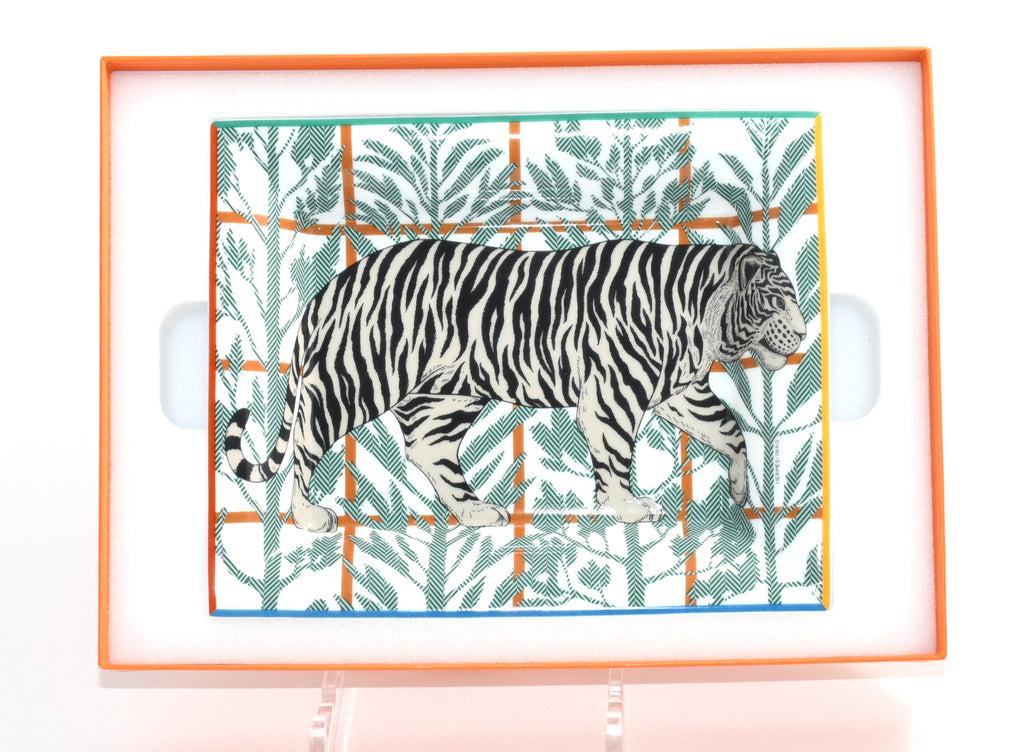 Hermes Tigre Altai 2H Change tray green porcelain Ashtray plate tiger animal