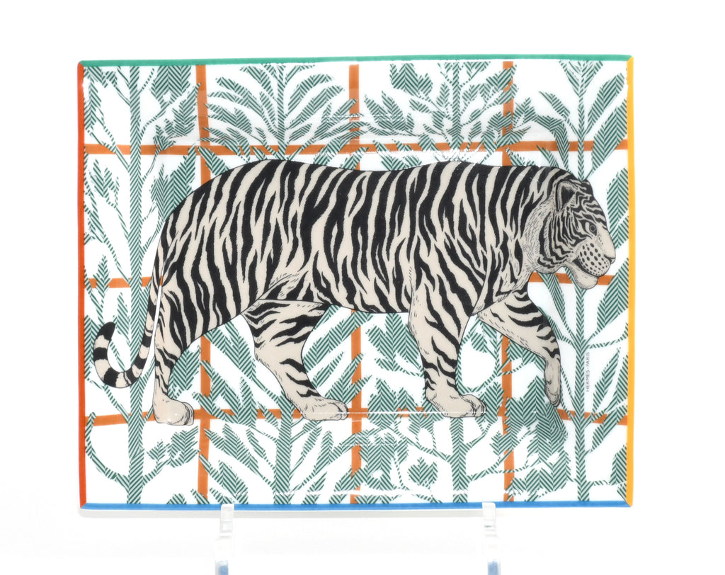 Hermes Tigre Altai 2H Change tray green porcelain Ashtray plate tiger animal