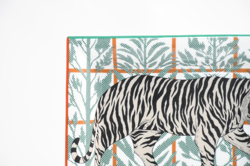 Hermes Tigre Altai 2H Change tray green porcelain Ashtray plate tiger animal