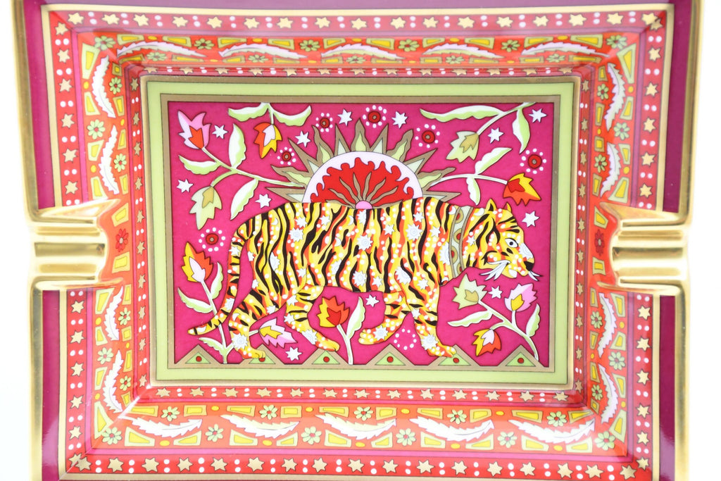 Hermes Tigre Indien Change tray by Christine Henry porcelain Ashtray Bengal Tiger plate