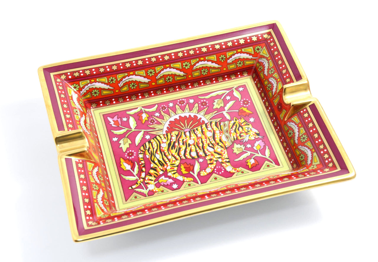 Hermes Tigre Indien Change tray by Christine Henry porcelain Ashtray Bengal Tiger plate
